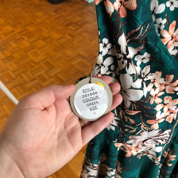 NWT Teal Floral Keyhole Dress - Picture 3 of 6